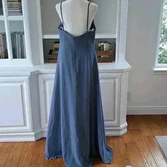 Azazie Emerald A-Line Ruffled Chiffon Floor-Length Dress -Twilight - Size: A12 - Picture 8 of 11